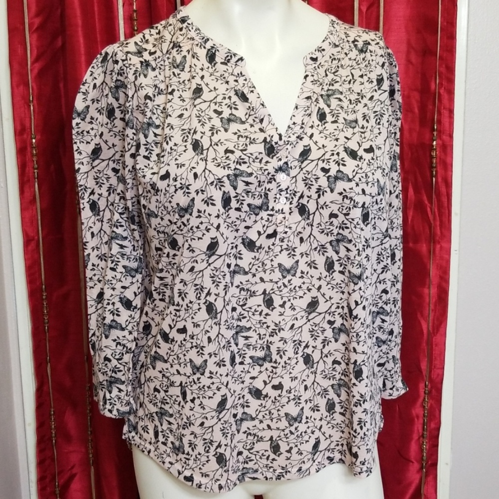 Peach and Black Long sleeved print top